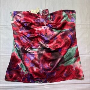 NWT Ann Taylor LOFT Floral Cami Top Sweetheart Neck size 8 Red Purple Green
